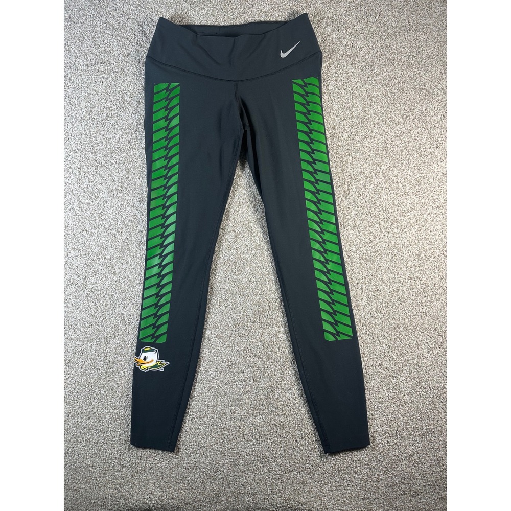 Nike Oregon Ducks Womens Small Black Green Wing Graphic Leggings Tights HO15LMS
